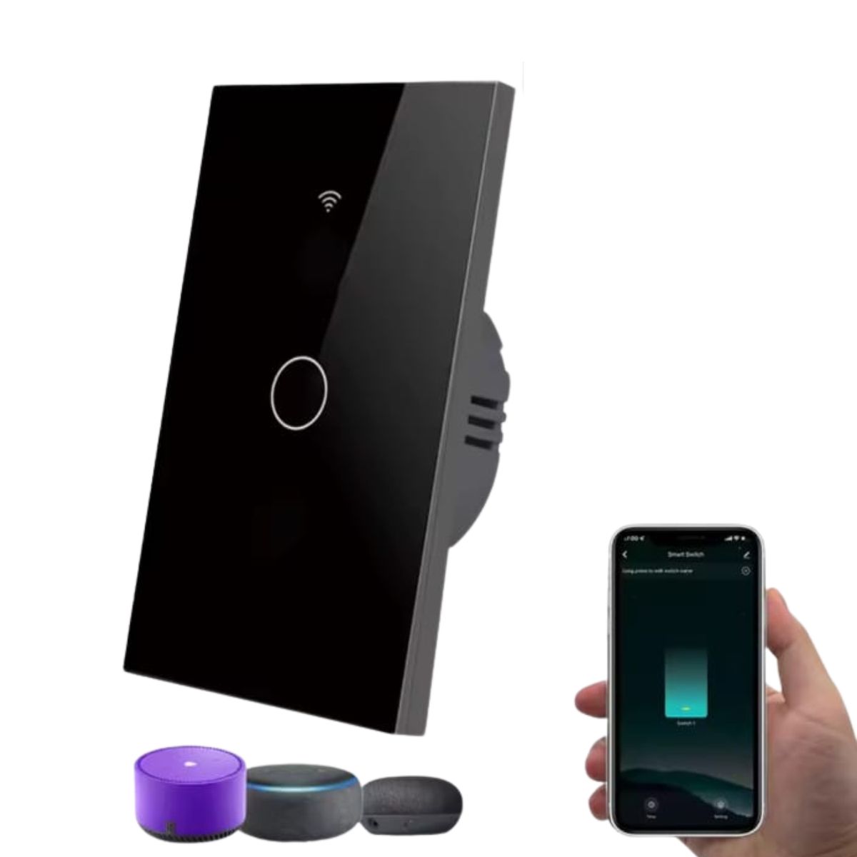 GENERICO - Interruptor Smart Wifi Simple sin Neutro - Negro