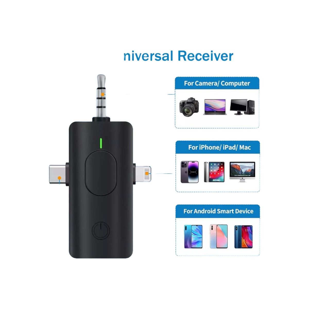 OEM - Micrófono De Cuello Inalámbrico 3 en 1 Solapero  F11-2