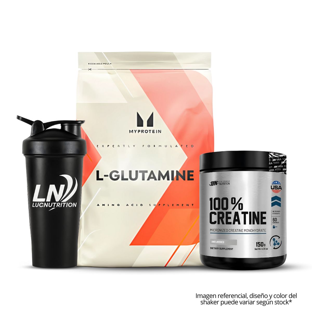 MYPROTEIN - L - Glutamina Myprotein 1 Kg + Creatina Universe Nutrition 150 G - Creatina Monohidratada + Shaker