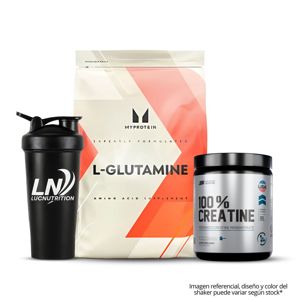 MYPROTEIN - L - Glutamina Myprotein 1 Kg + Creatina Universe Nutrition 250 G - Creatina Monohidratada + Shaker