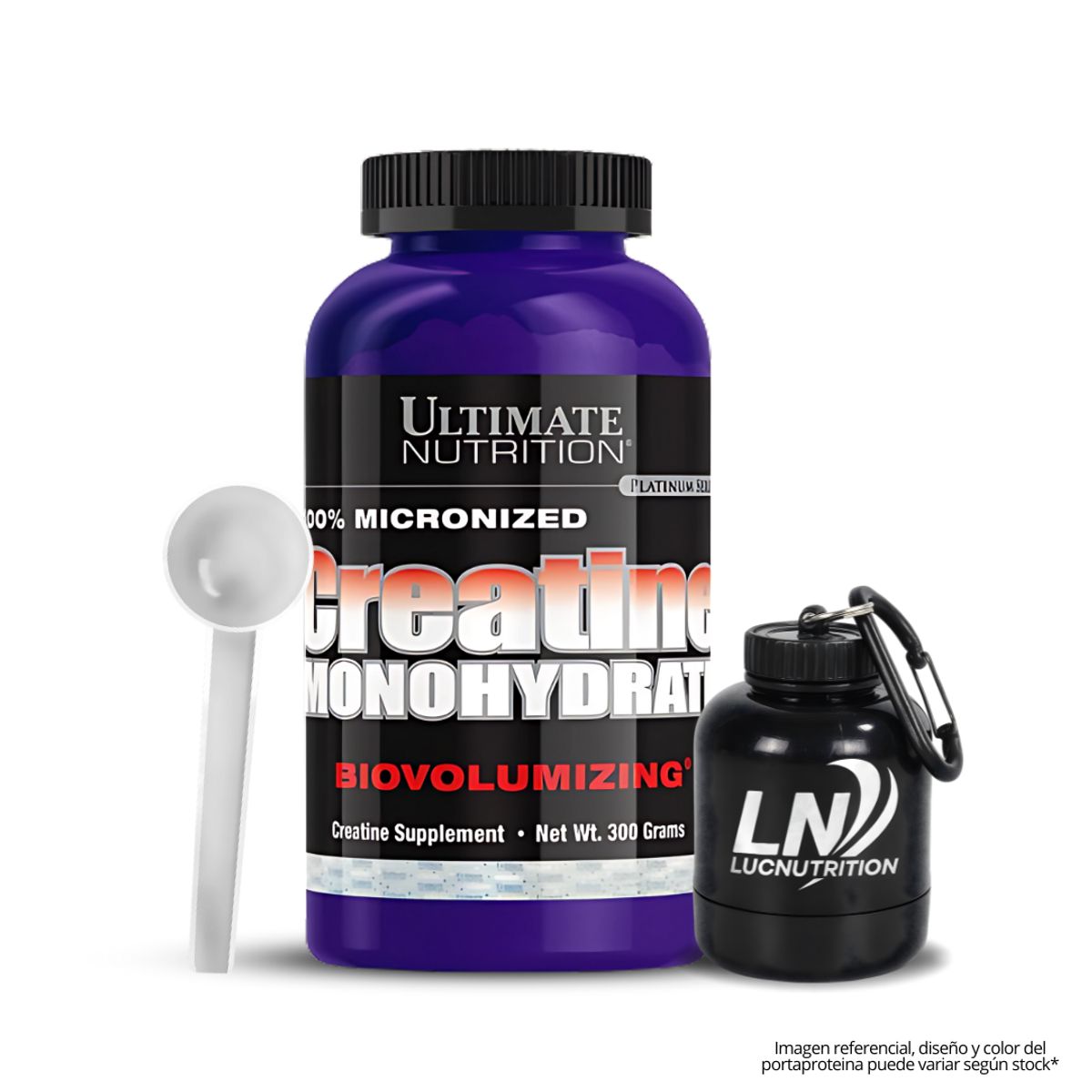 ULTIMATE NUTRITION - Creatina Ultimate Nutrition 300 g - Creatina Monohidratada y micronizada + scoop + Portaproteina