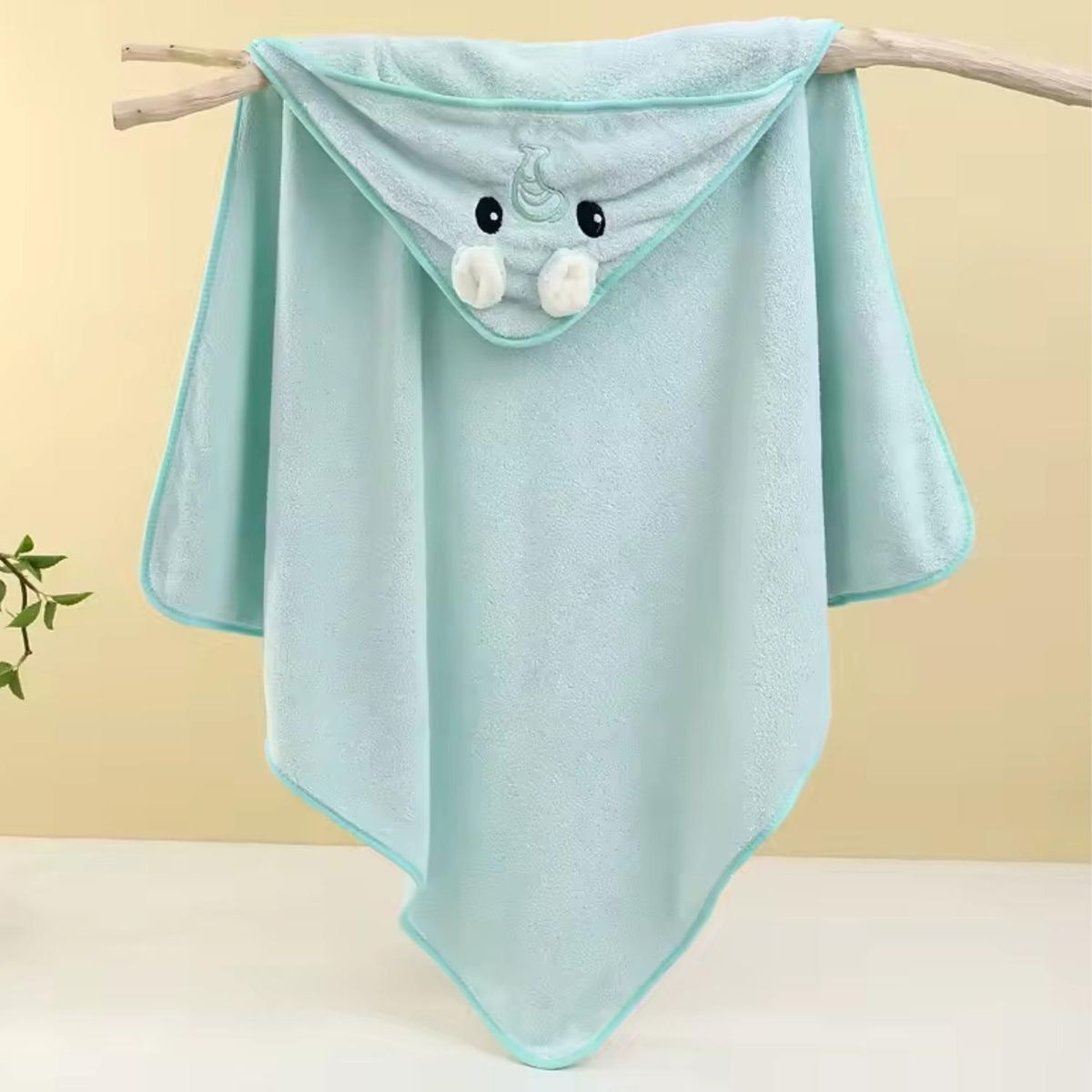 GENERICO - Toalla baño bebé - Elefante Verde agua