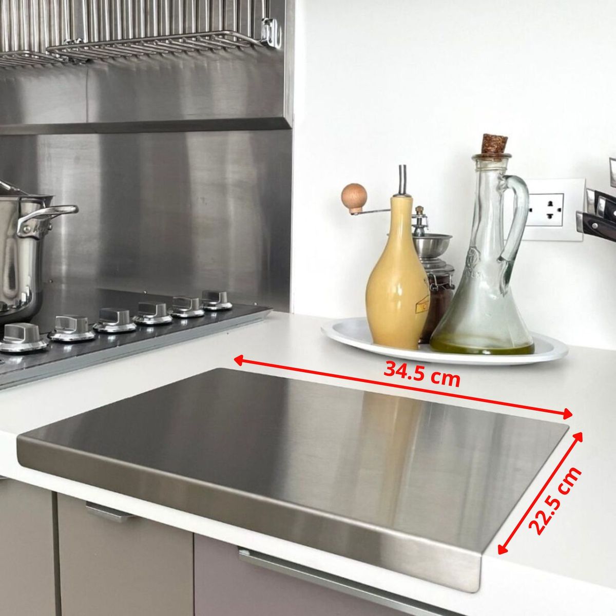 GENERICO - Tabla de picar en acero inoxidable 34.5cm x 22.5 cm x 2cm