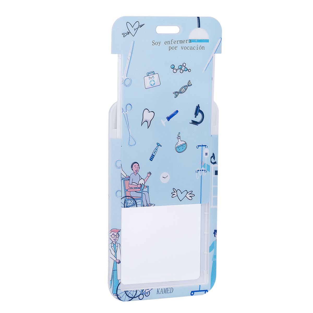 GENERICO - Porta Fotocheck de PVC y Lanyard KAMED Diseño Médico Celeste