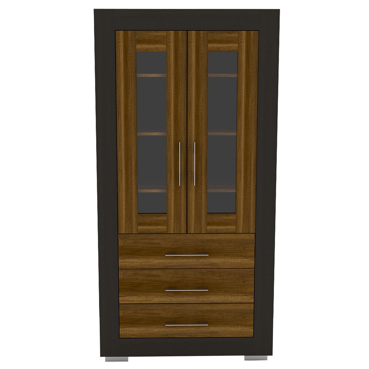 FMFURNITURE - Vitrina Fm Café Oscuro 3 Cajones 180x90 Cm