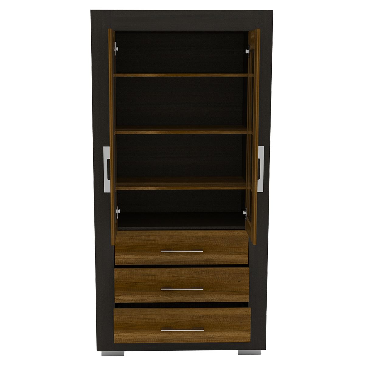 FMFURNITURE - Vitrina Fm Café Oscuro 3 Cajones 180x90 Cm