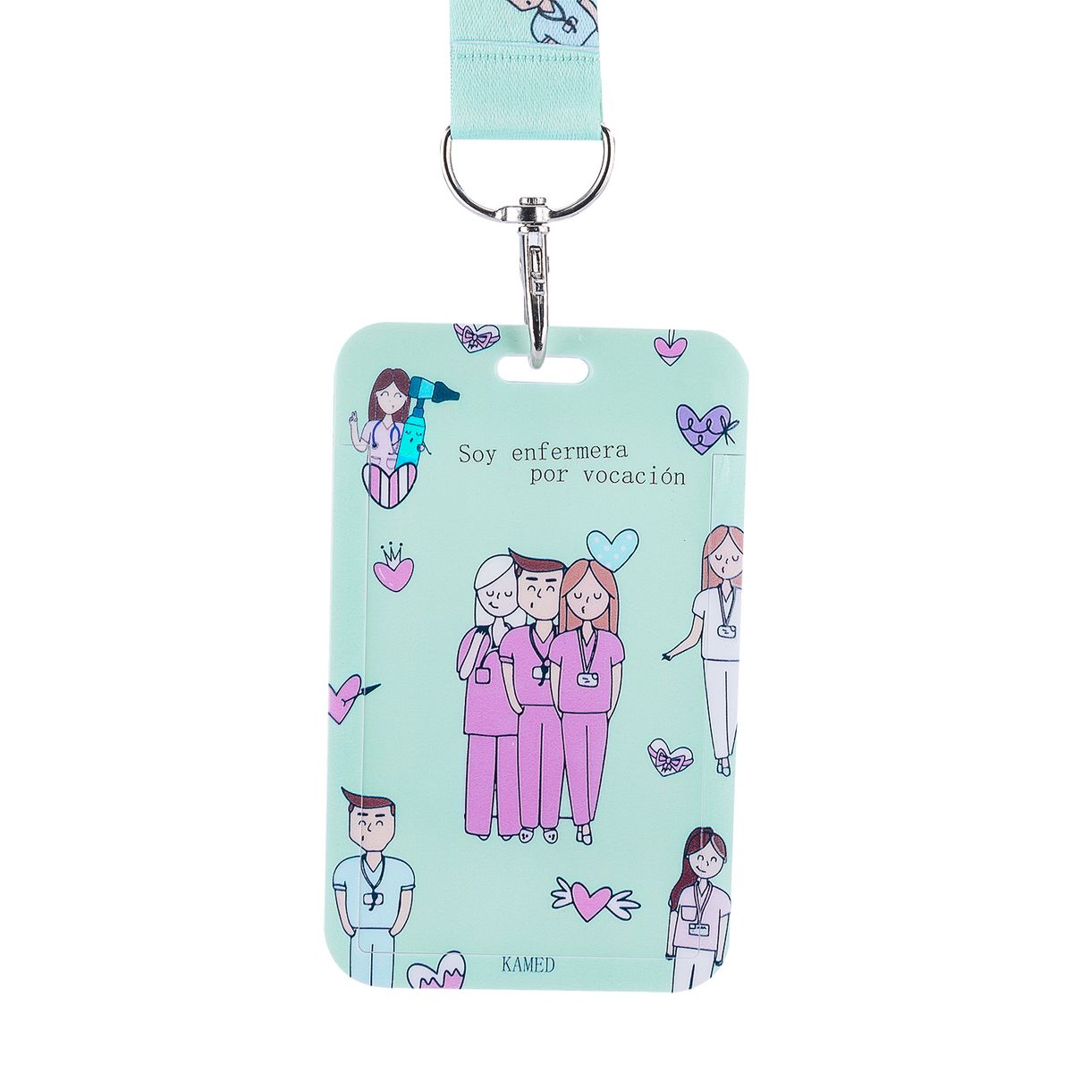 GENERICO - Porta Fotocheck de PVC y Lanyard KAMED Diseño Médico Verde