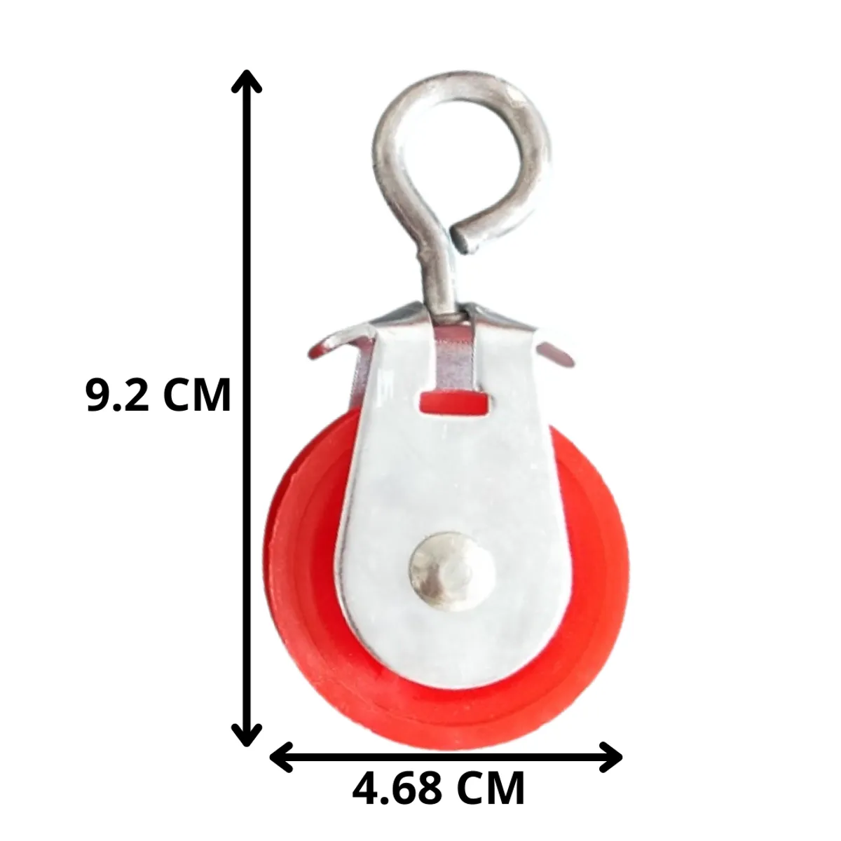 GENERICO - PACK X6 POLEA METÁLICA CON RUEDA PLÁSTICA ROJA 4.68 CM (1 ¾”)