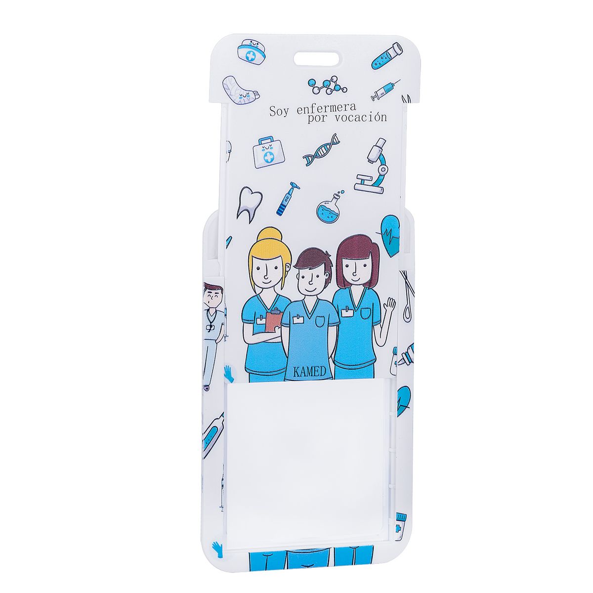 GENERICO - Porta Fotocheck de PVC y Lanyard KAMED Diseño Médico Blanco