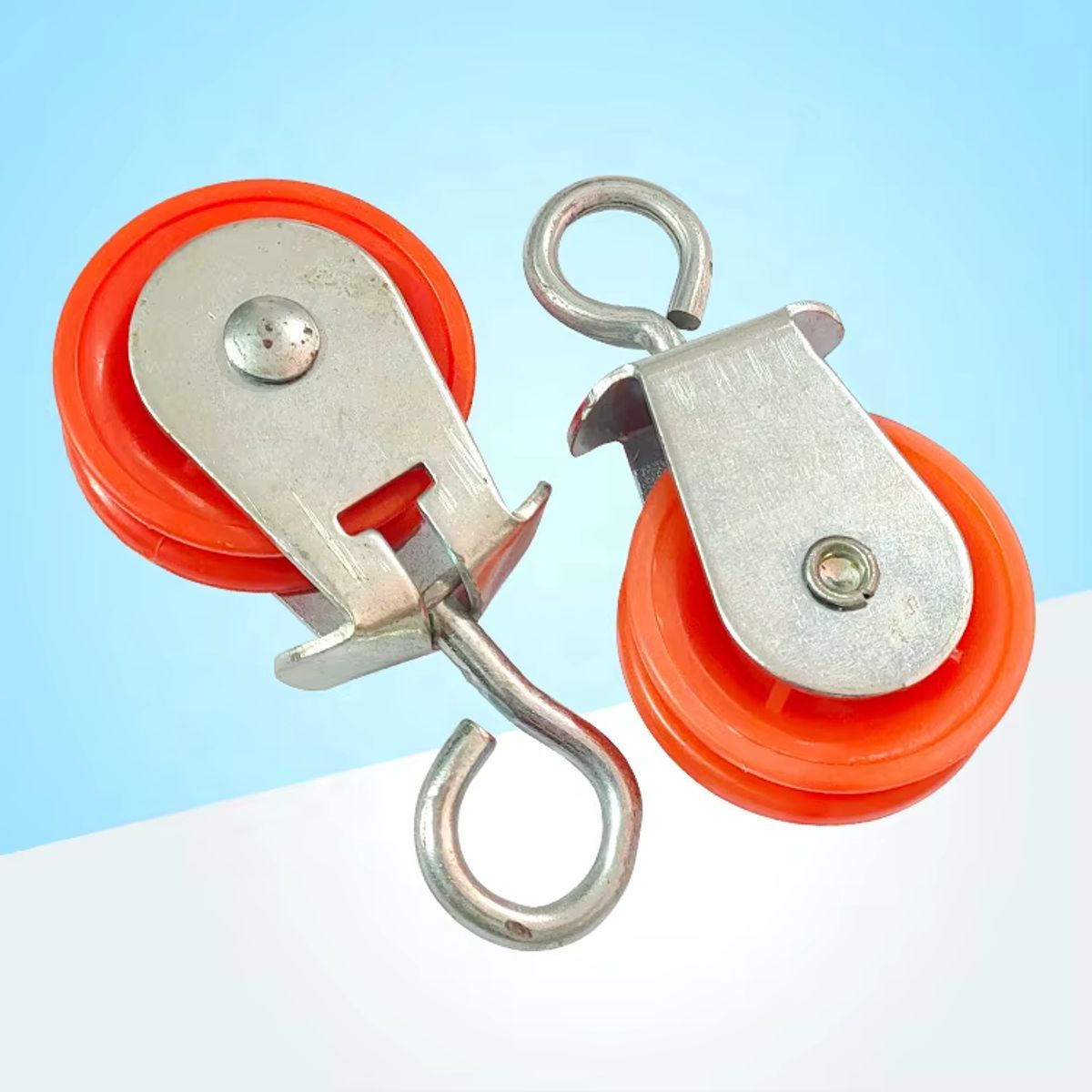 GENERICO - PACK X3 POLEA METÁLICA CON RUEDA PLÁSTICA ROJA 4.68 CM (1 ¾”)