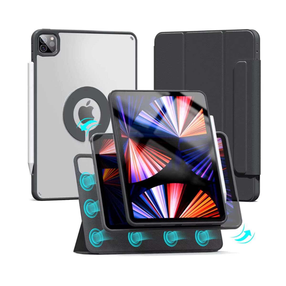 OEM - Case MAGNÉTICO DESMONTABLE para iPad 10ma y 11va Gen A16 de CUERO NEGRO PU