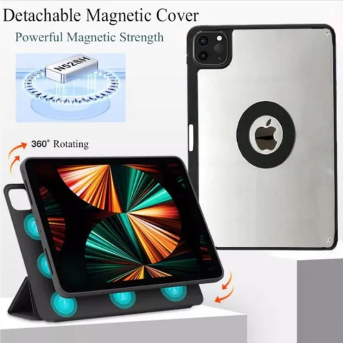 OEM - Case MAGNÉTICO DESMONTABLE para iPad 10ma y 11va Gen A16 de CUERO NEGRO PU
