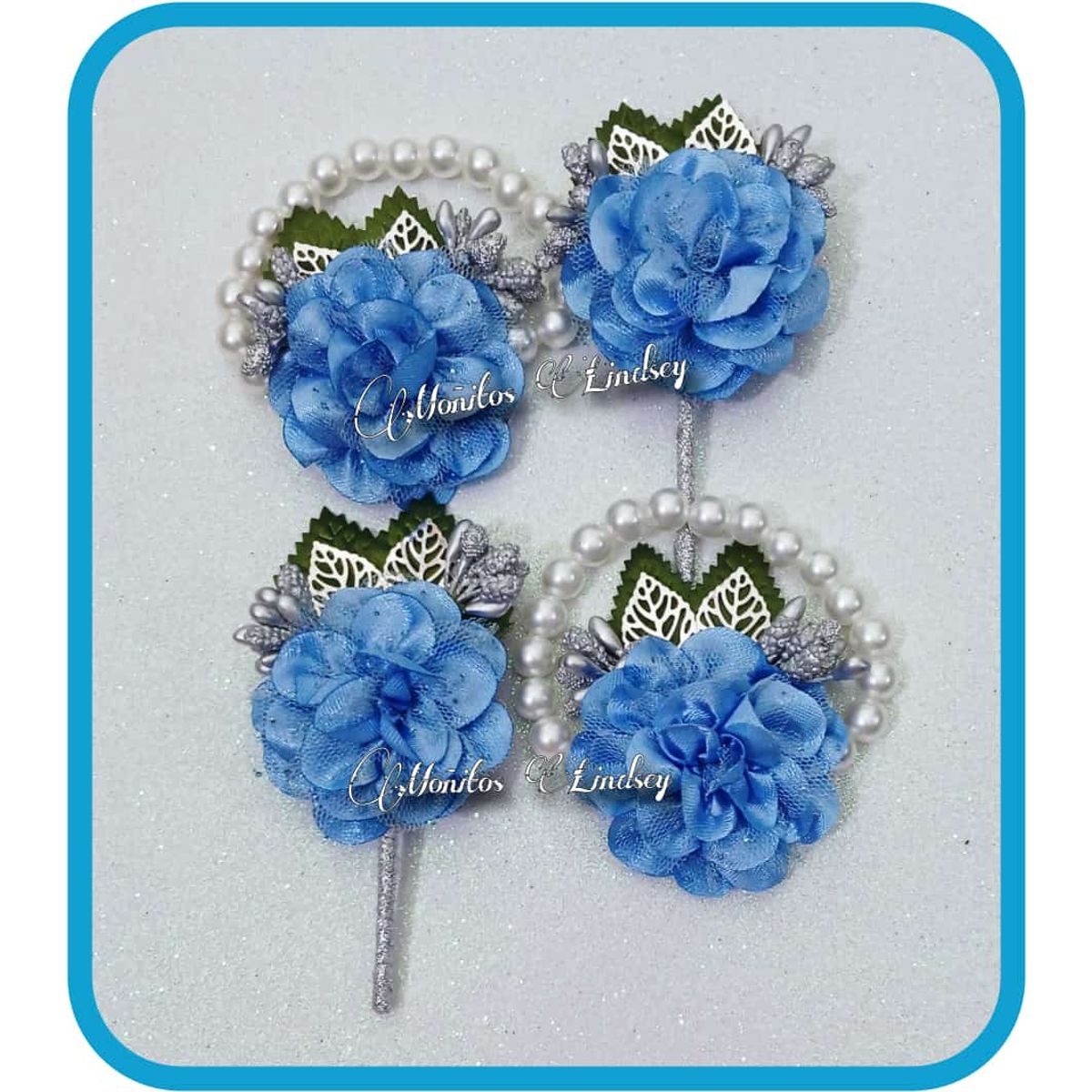 GENERICO - Conjunto De 1 Corsage Muñeca Y 1 Boutonniere CELESTE- Generico