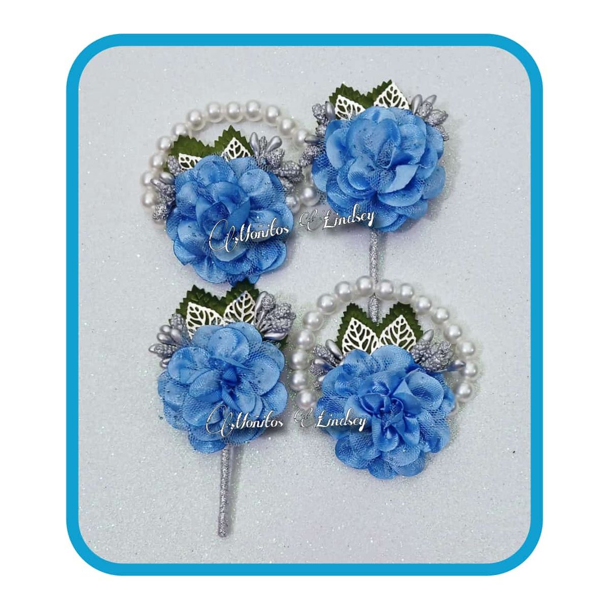 GENERICO - Conjunto De 1 Corsage Muñeca Y 1 Boutonniere CELESTE- Generico