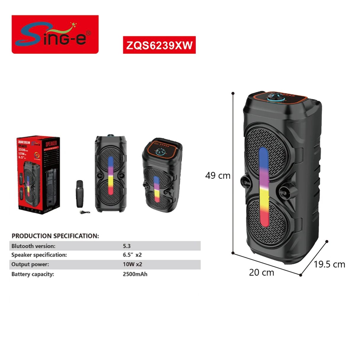 GENERICO - Parlante Karaoke Sing-e ZQS6293XW con Micrófono y Luces LED