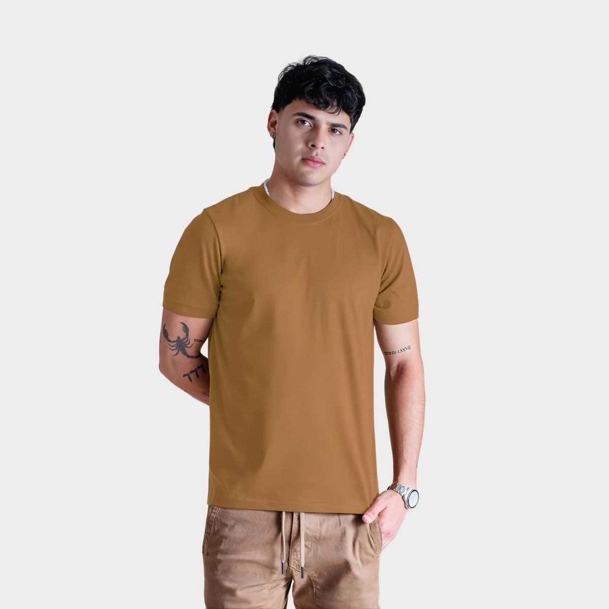 PAPIROS DENIM - Polo Básico Hombre Cuello Redondo 100% Algodón Regular Fit Papiros Denim