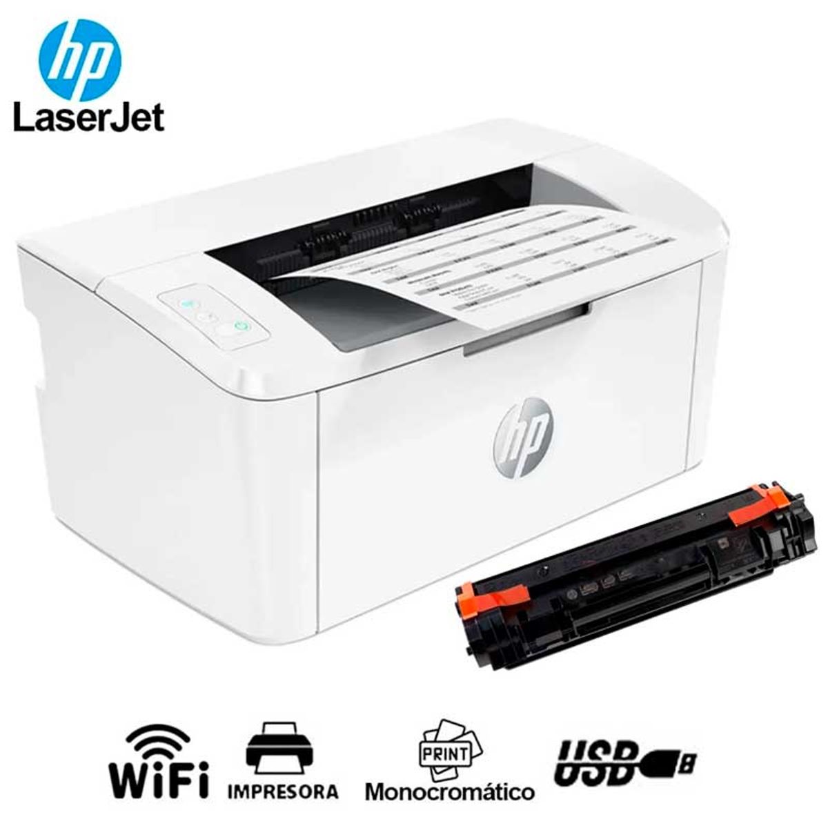 HP - Impresora Láser Monocromática HP LaserJet M111w Wi-Fi USB - Color Blanco