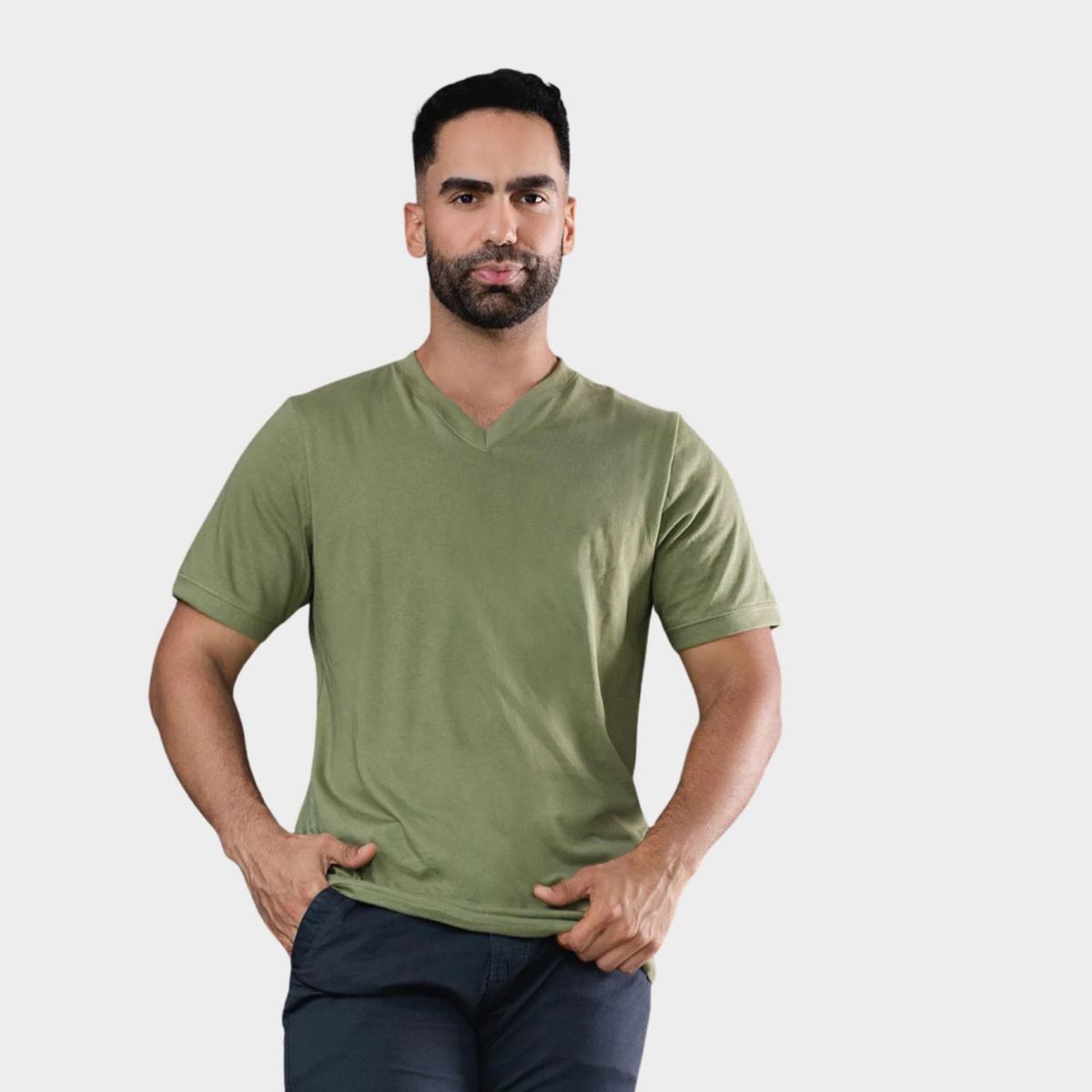 PAPIROS DENIM - Polo Básico para Hombre Cuello V Papiros Denim Algodón Jersey Regular Fit