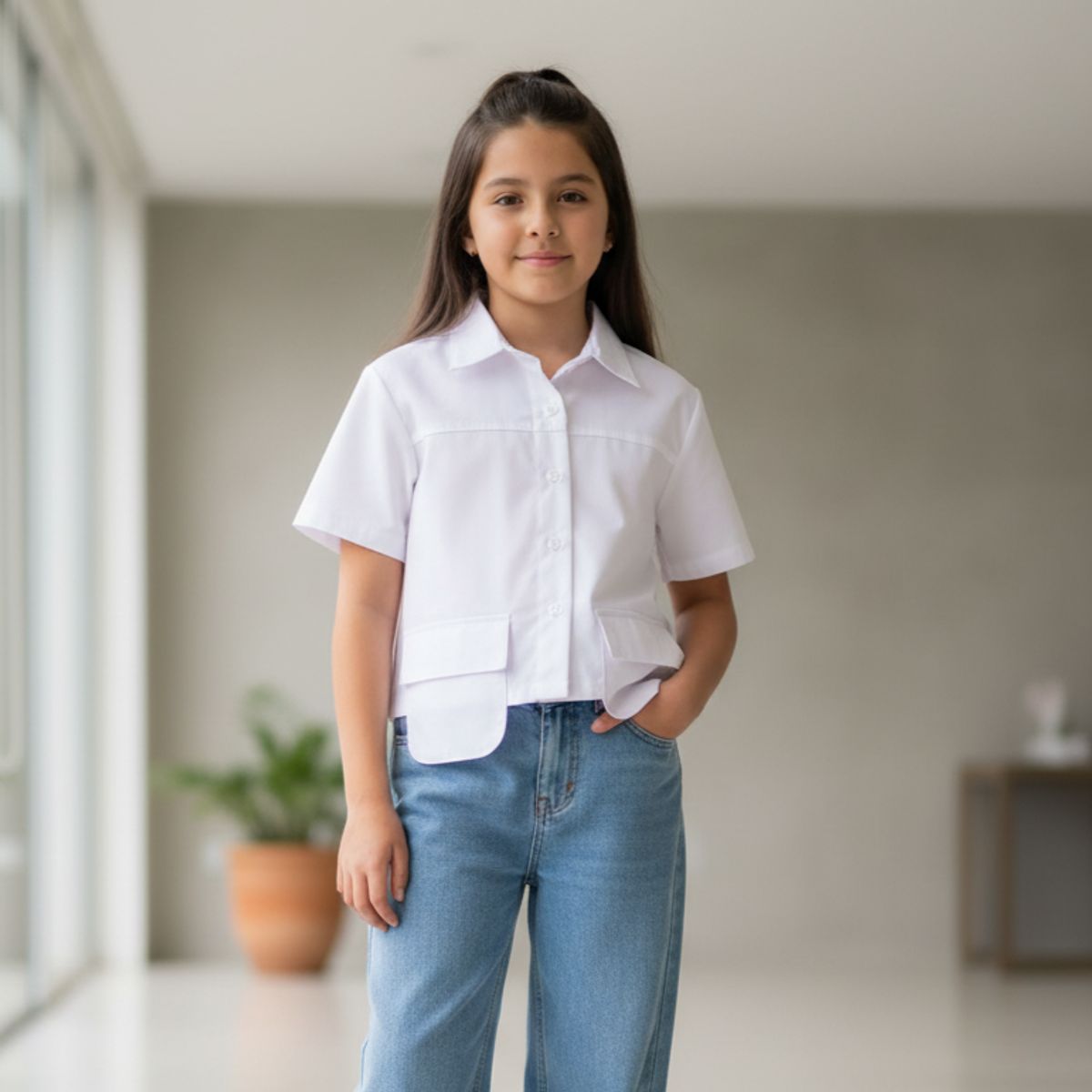 GENERICO - Blusa Algodón Blanca Niña  Angela Kids