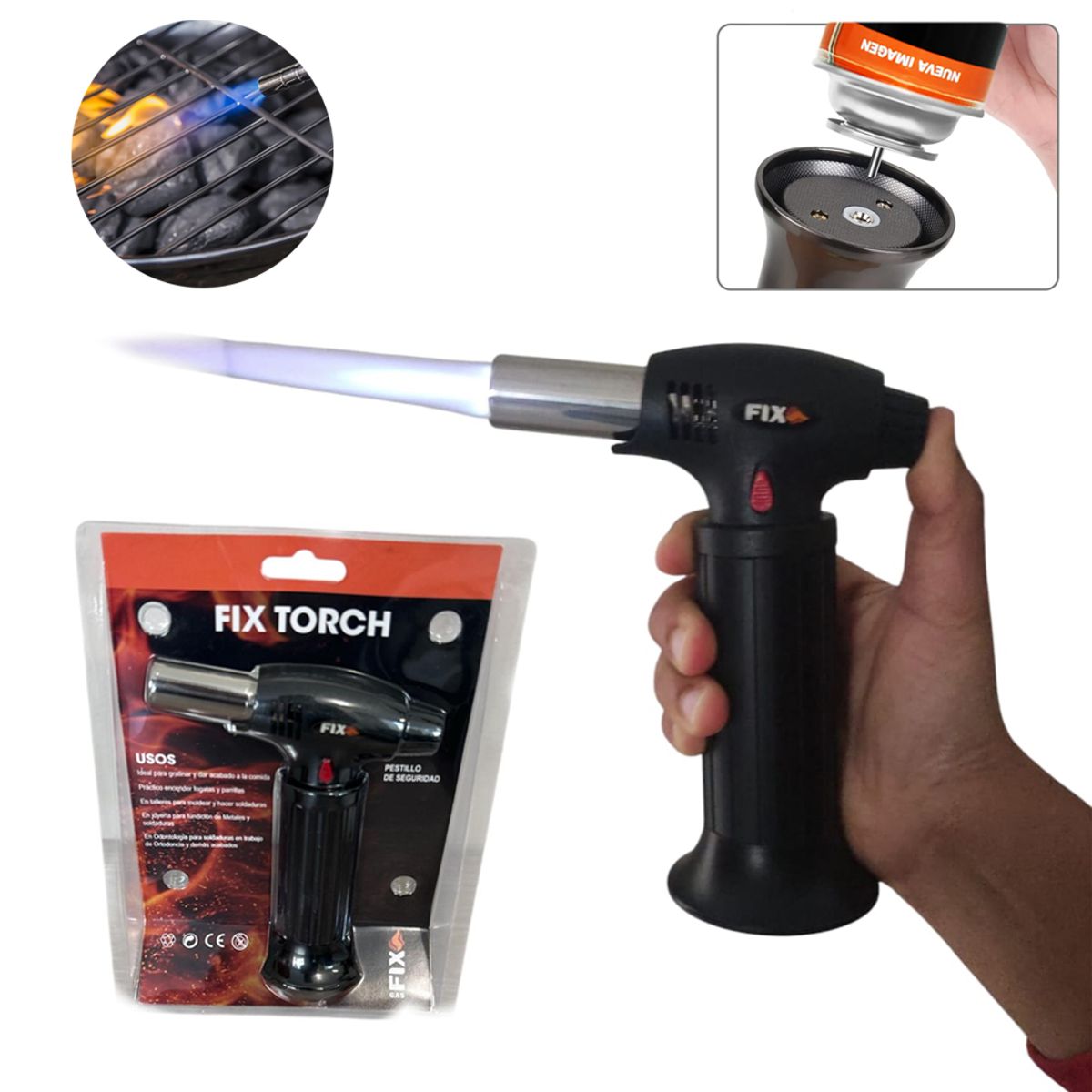 FIX - Soplete Portátil FIX para Cocina Camping ferreteria Recargable