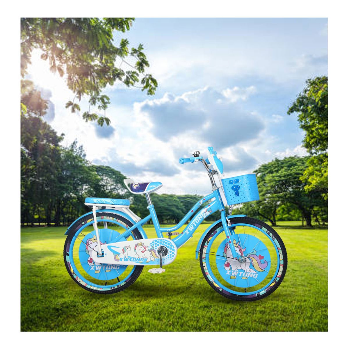GENERICO - Bicicleta Para Niña Infantil Sonido Luz Aro 20 Celeste 2147