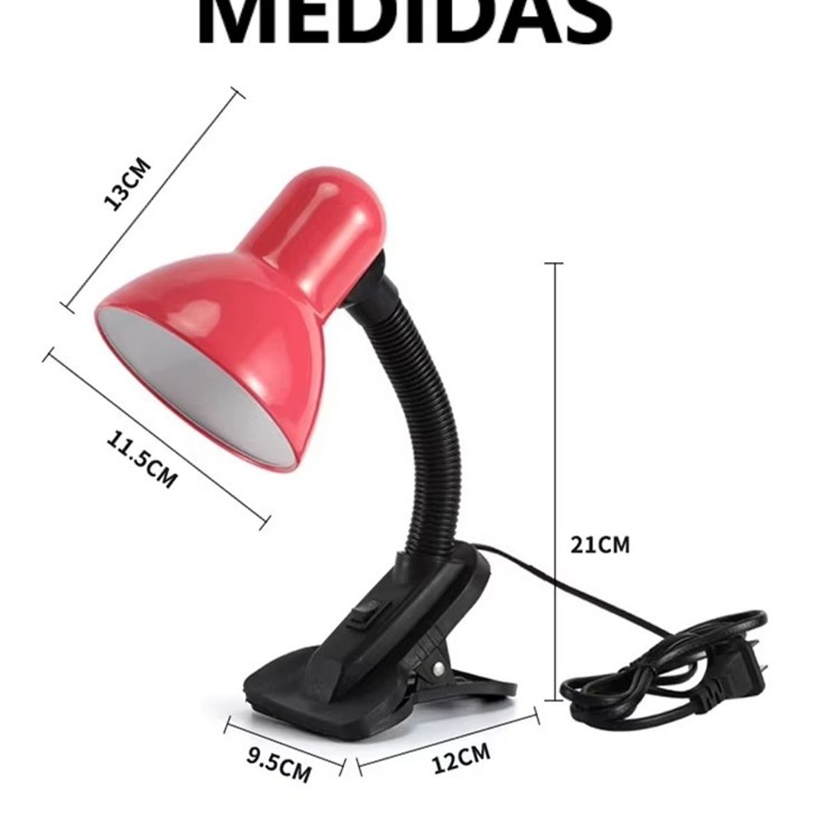 GENERICO - Lámpara de escritorio con soporte sujetador a presion - NEGRO