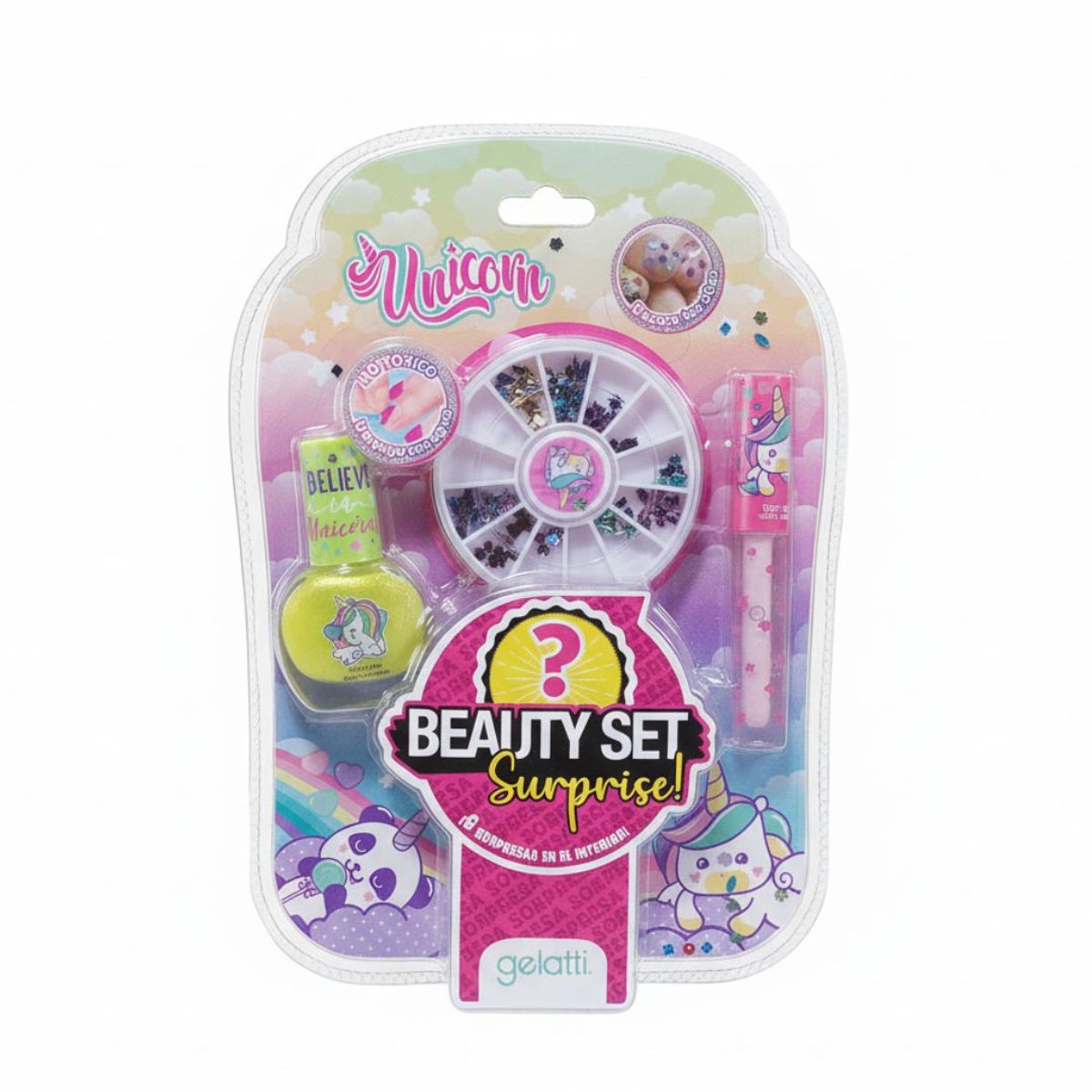 GENERICO - Set de maquillaje y unas para niñas modelo unicornio