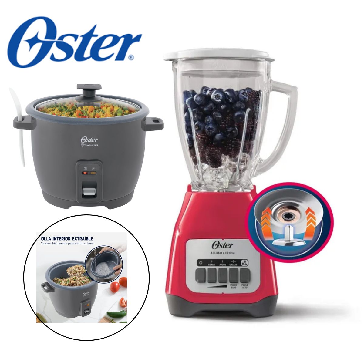 OSTER - Combo Oster Licuadora BLSTKAGMPB + Olla Arrocera 1.8 L