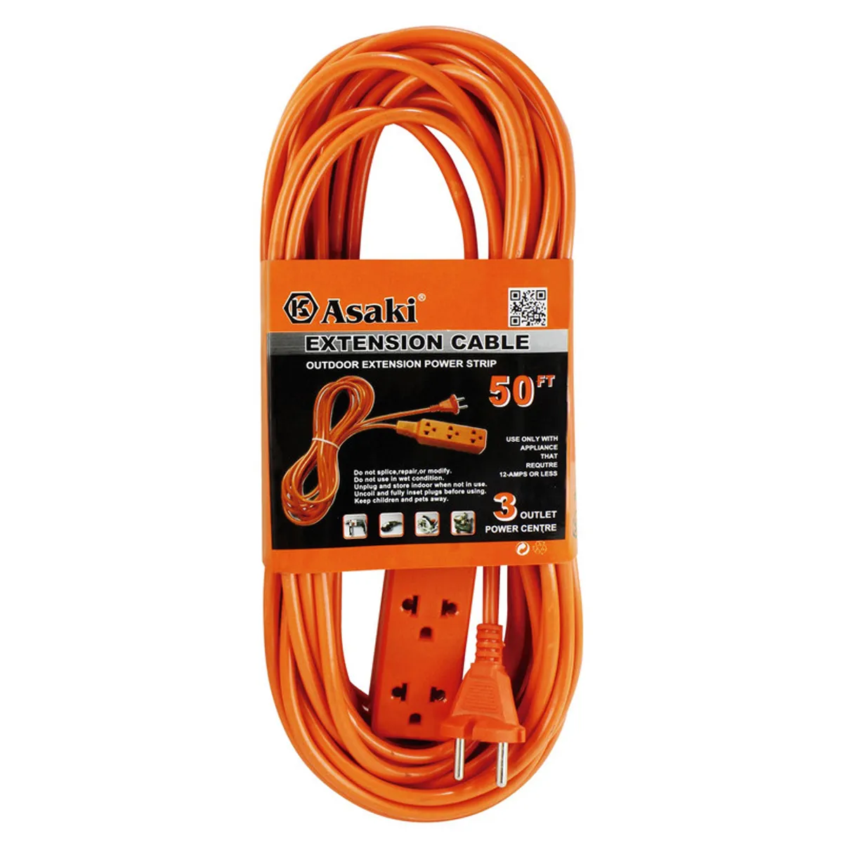 ASAKI - EXTENSIÓN ELÉCTRICA 3 TOMAS 15 METROS (50FT) ASAKI ASK17296