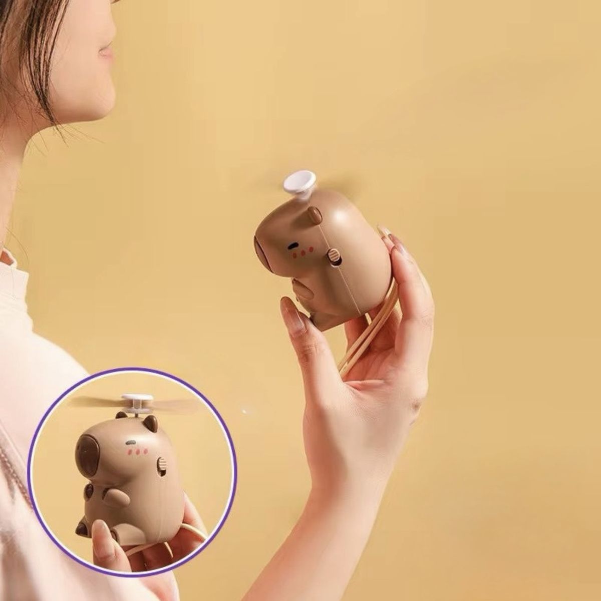 GENERICO - PACK DE 2 MINI VENTILADORES CAPIBARA