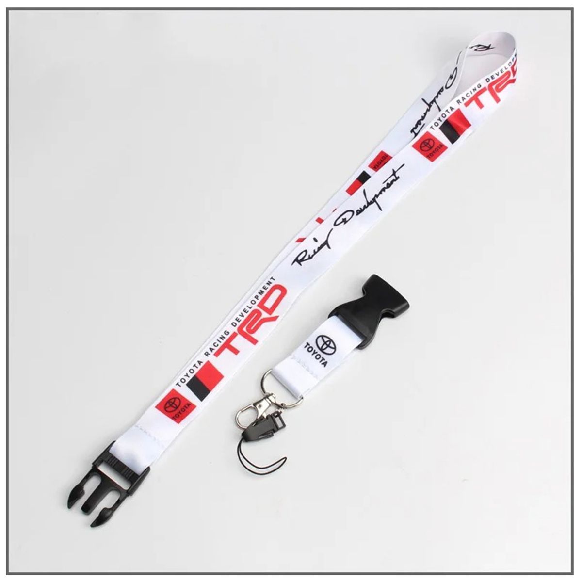 GENERICO - Lanyard TRD Rancing Blanco Porta Credencial y Llavero de Tela Estilo Deportivo