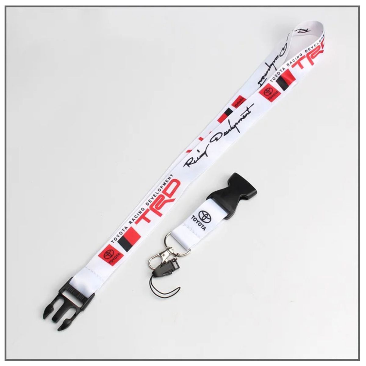 GENERICO - Lanyard TRD Rancing Blanco Porta Credencial y Llavero de Tela Estilo Deportivo