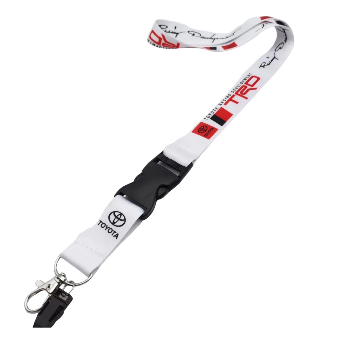 GENERICO - Lanyard TRD Rancing Blanco Porta Credencial y Llavero de Tela Estilo Deportivo