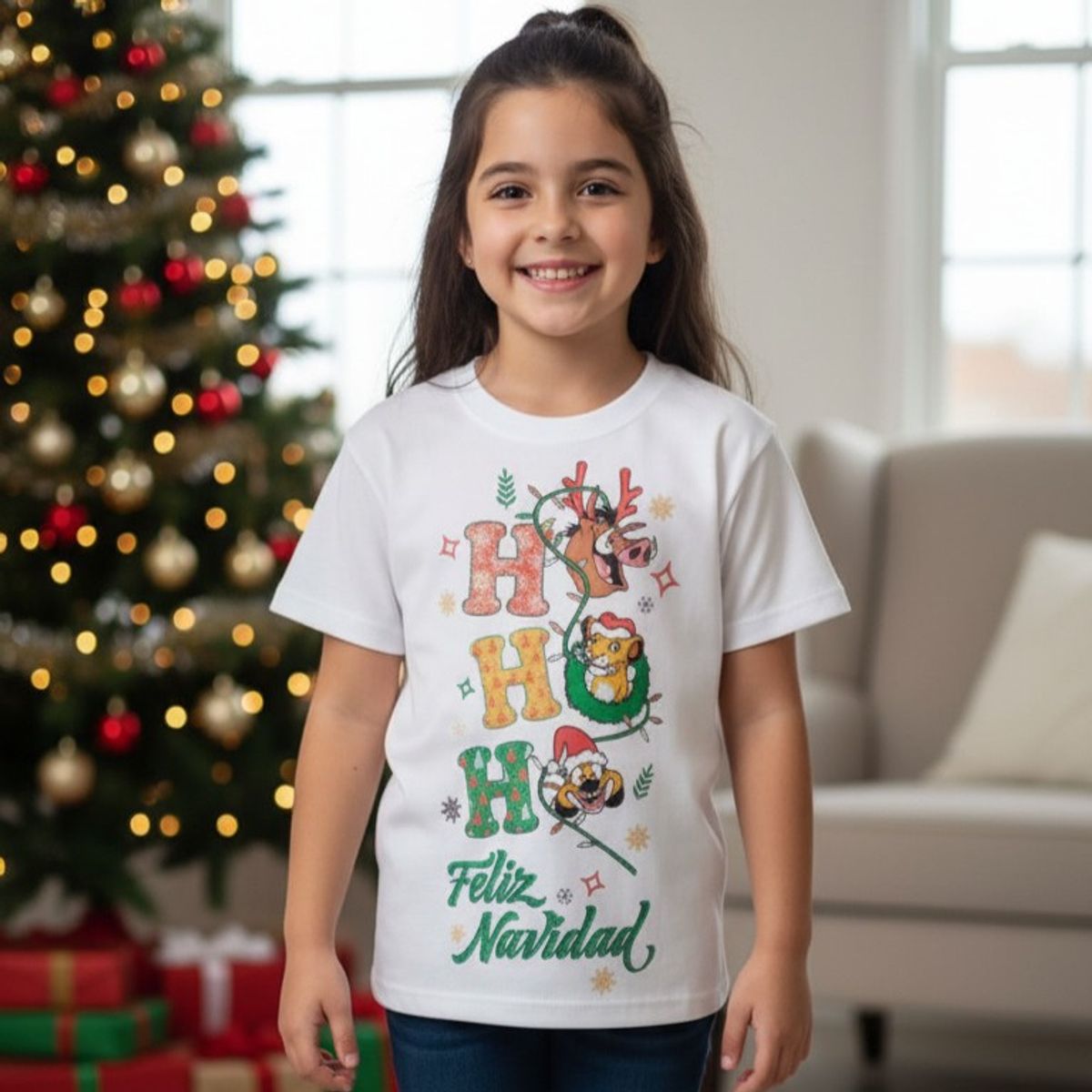 GENERICO - Polo Navideño HoHoHo Blanco de Algodón Pima