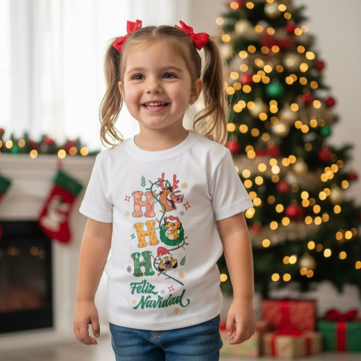 GENERICO - Polo Navideño HoHoHo Blanco de Algodón Pima