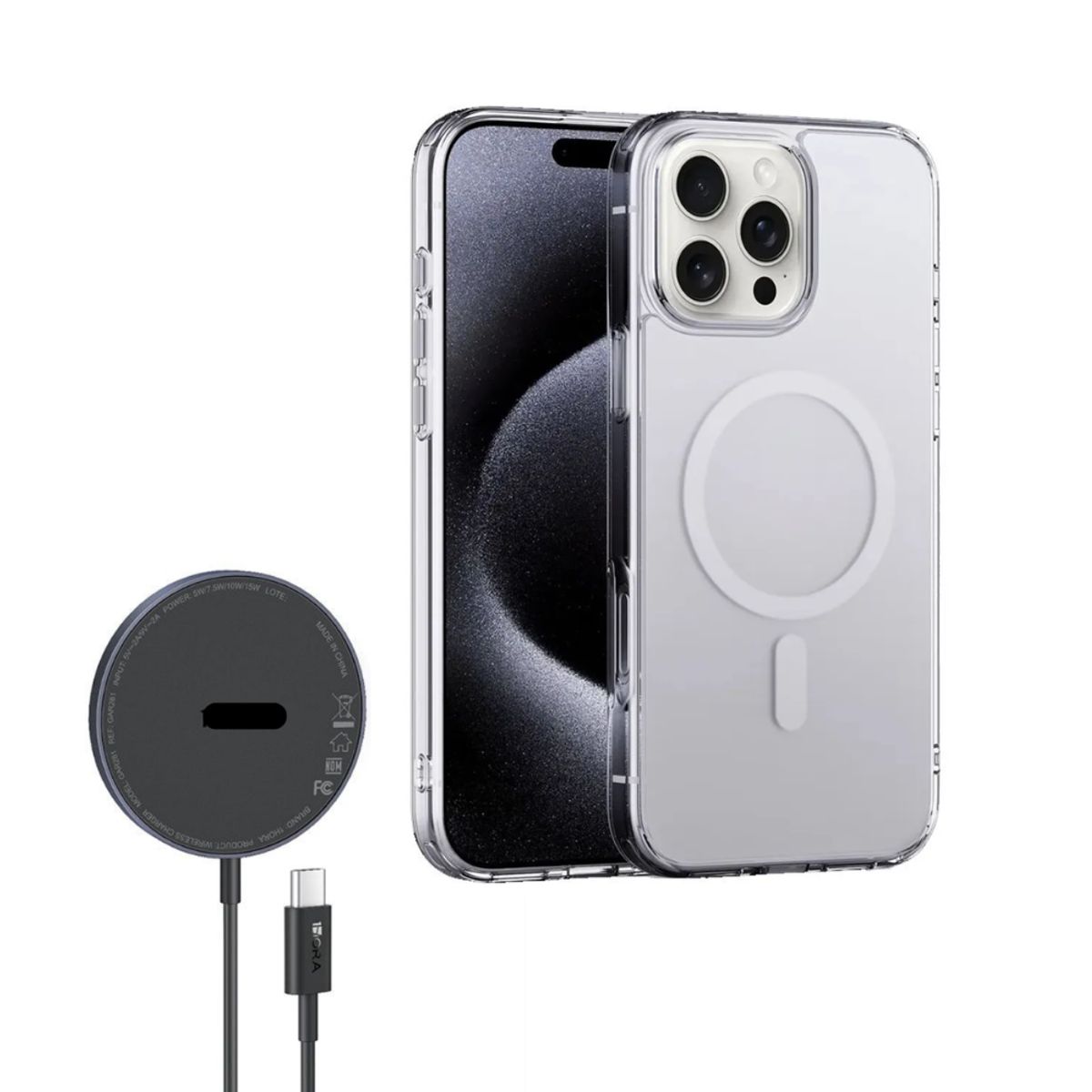 FUNDAANTIGOLPES - FUNDA Y CARGADOR INALÁMBRICO PARA IPH 16 PRO MAX