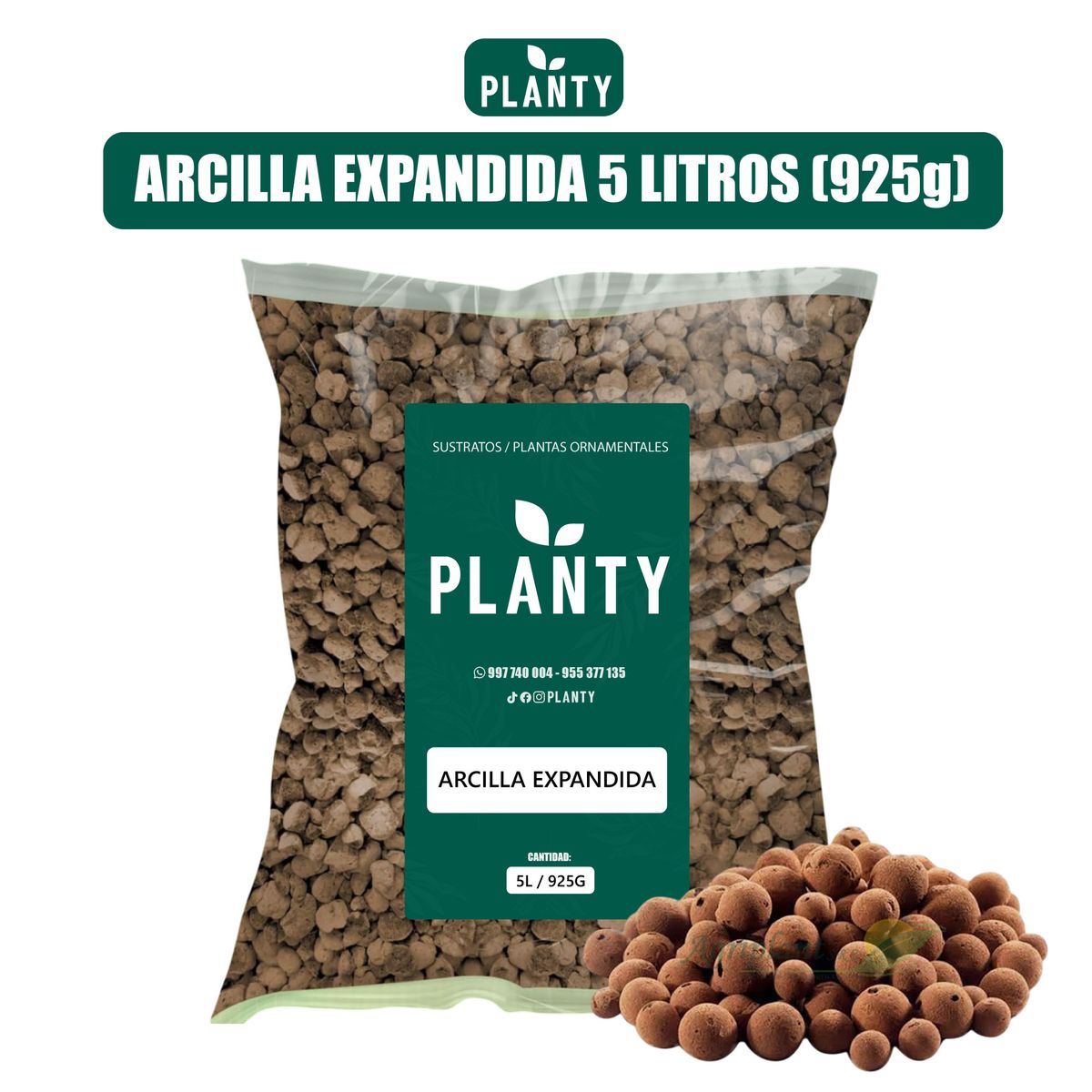GENERICO - Sustrato Premium - Arcilla Expandida 5 Litros 925g
