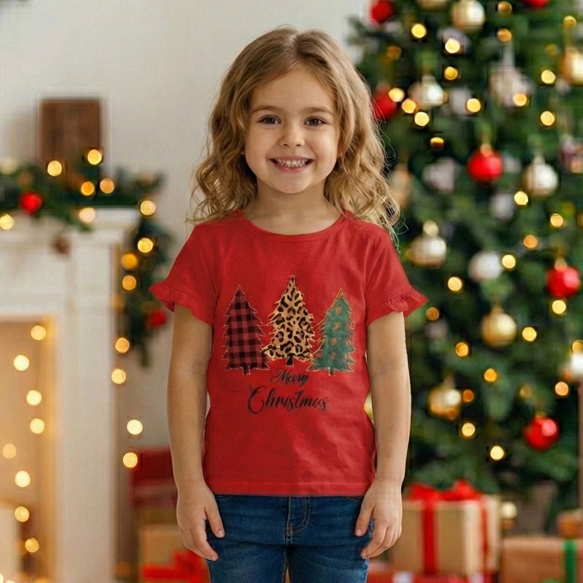 GENERICO - Polo Navideño Merry Christmas Árboles Algodón Pima