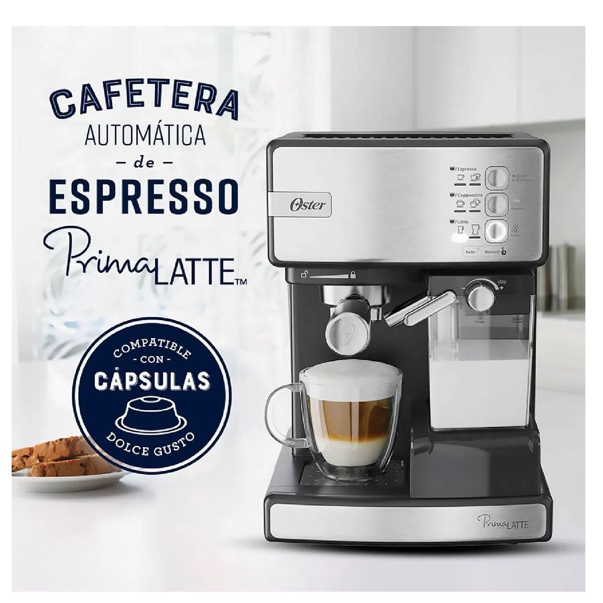 OSTER - Cafetera Automática de Espresso Oster Prima Latte I BVSTEM6603SS 053