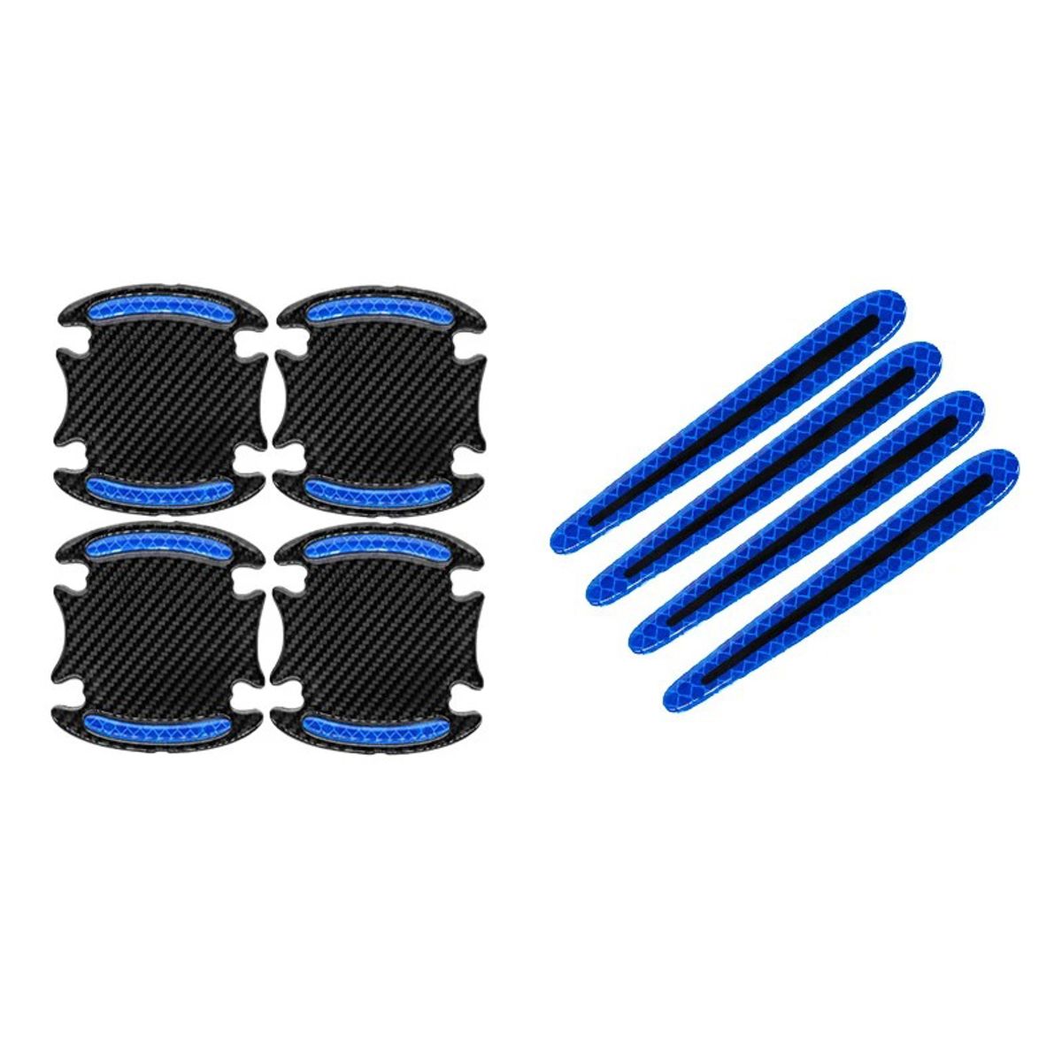 GENERICO - Protector Manija Reflejante Azul Fibra Carbono Auto Universal 8pzs