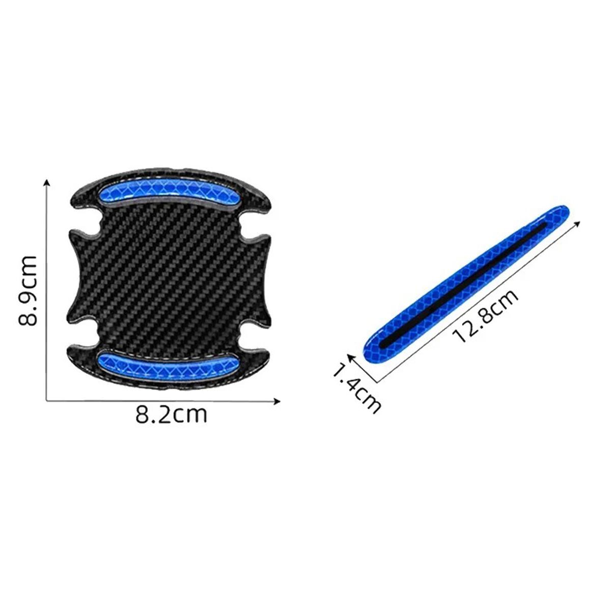 GENERICO - Protector Manija Reflejante Azul Fibra Carbono Auto Universal 8pzs
