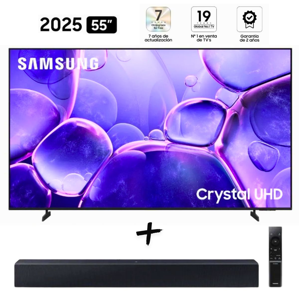 SAMSUNG - TELEVISOR SAMSUNG 55" CRYSTAL UHD U8000F SMART TV TIZEN 8.0 UHD 4K (2025) + SOUNDBAR SAMSUNG HW-B400F
