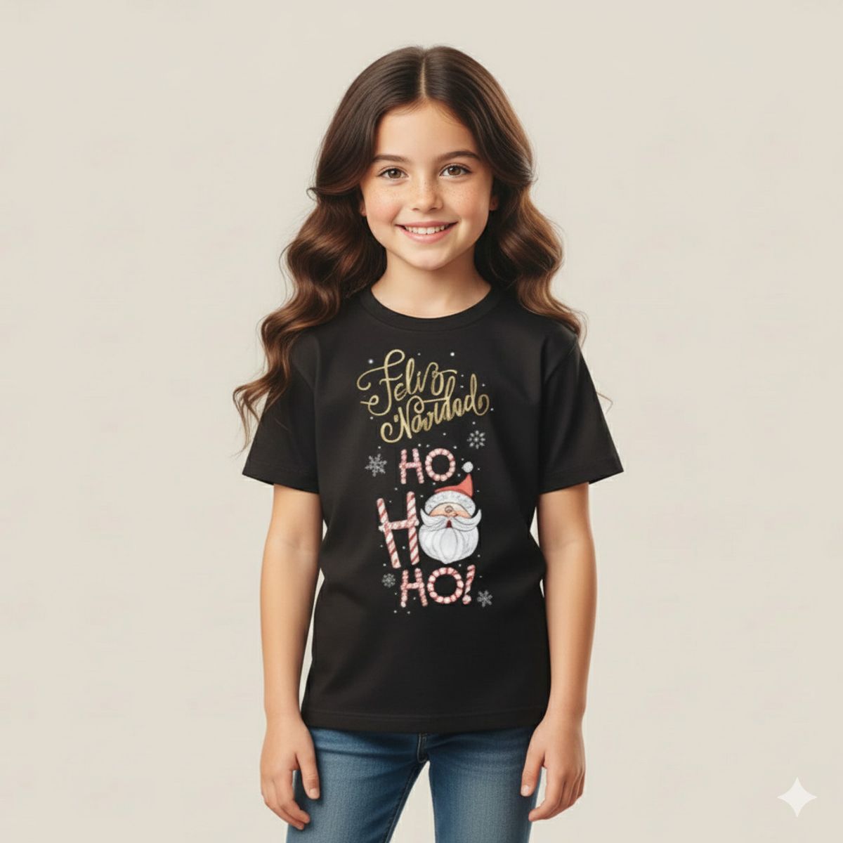 GENERICO - Polo Feliz Navidad Papá Noel Hohoho Negro de Algodón Pima