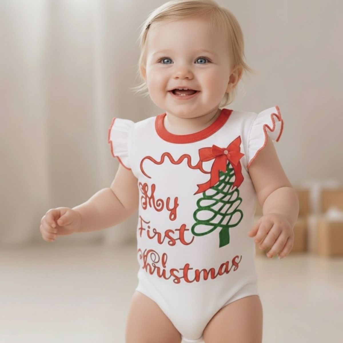 GENERICO - Body algodón Pima Navideño Mi primera navidad Blanco