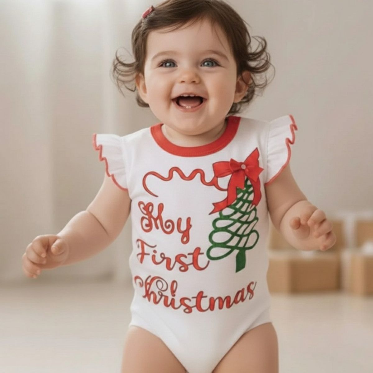 GENERICO - Body algodón Pima Navideño Mi primera navidad Blanco