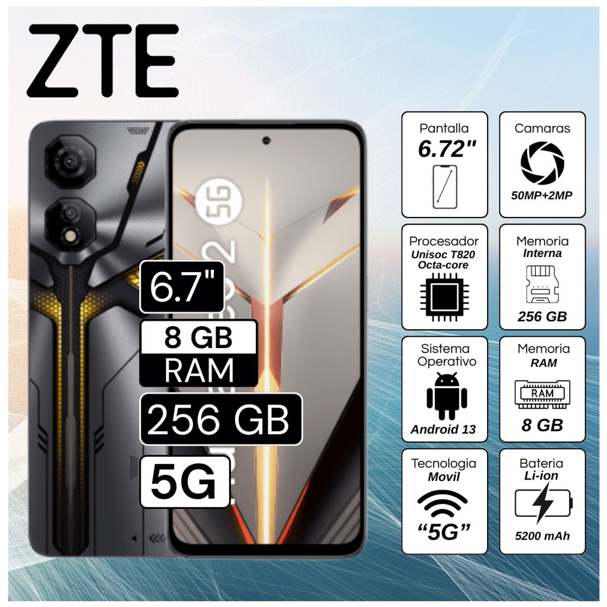 ZTE - Celular ZTE Nuvia Neo 2 5G 8GB RAM 256GB 6.72"  Pulg. Android 13 - Gris
