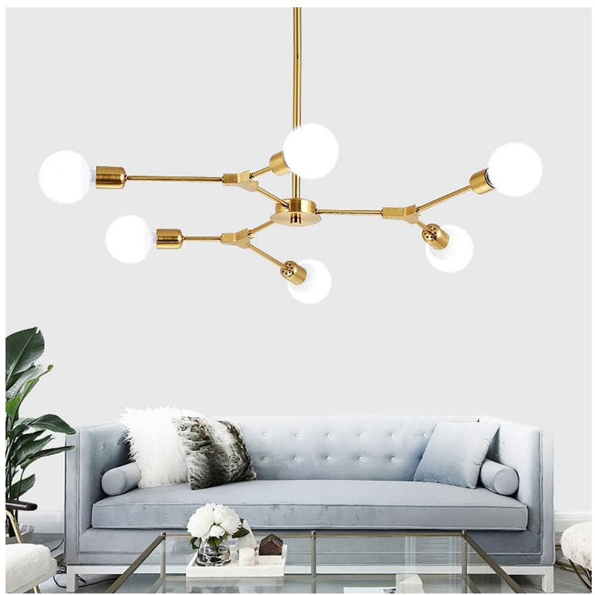 GENERICO - Lámpara de techo moderna de decoración de 6 luces sin focos