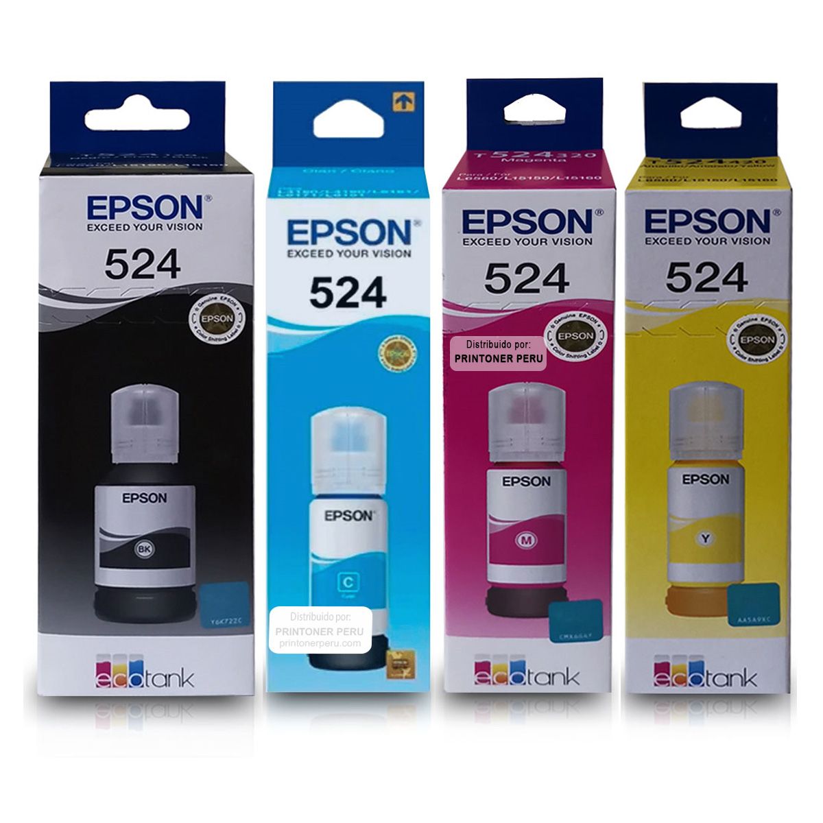 EPSON - KIT DE TINTA EPSON T524 NEGRO CYAN MAGENTA YELLOW L15150 L15160