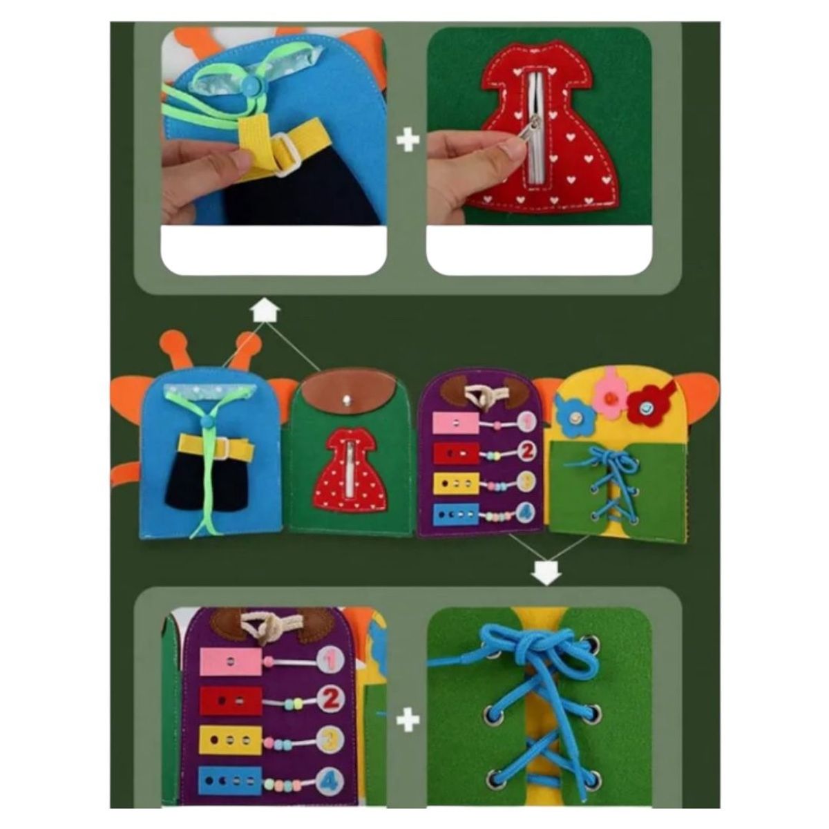 GENERICO - Libro de actividades sensorial Montessori Jirafa en fieltro