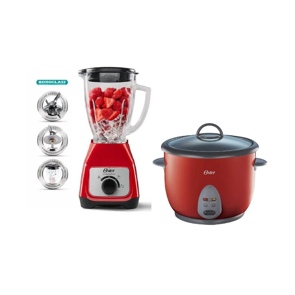 OSTER - COMBO LICUADORA BLSTKAG-RPB + OLLA ROJO CKSTRC1700R